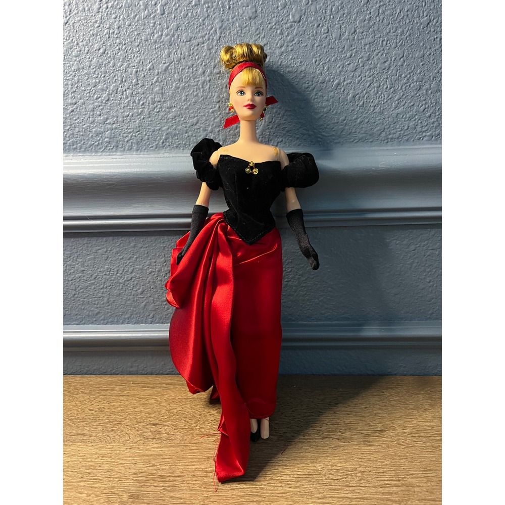 Barbie Doll Black Off Shoulder‎ Top Red Gown Evening Glamour Collectible
